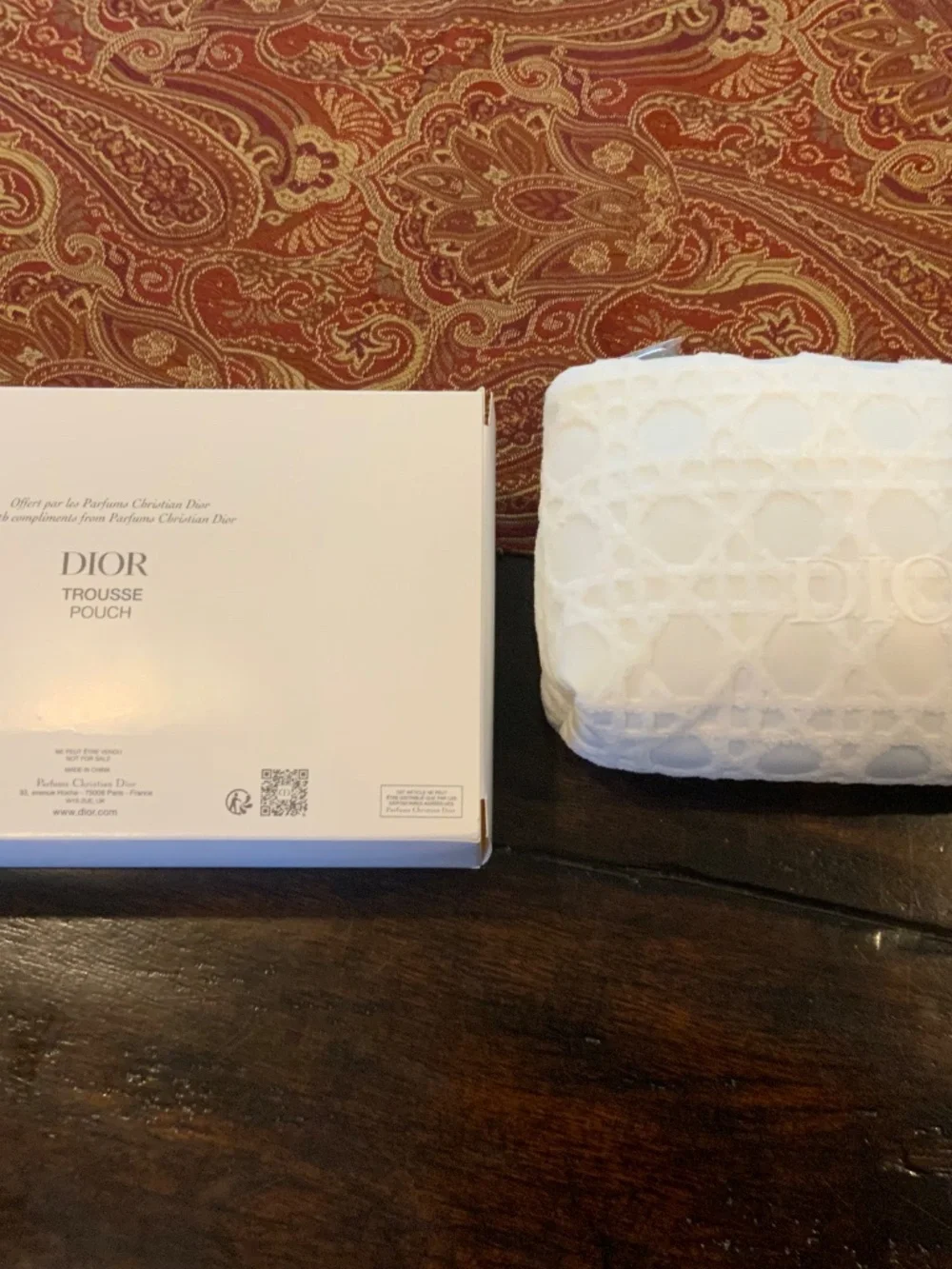 Christian DIOR CD Beauty White Trousse Pouch Quilted Make Up Bag Clutch , BNIB